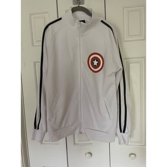 Vintage Mad Engine Marvel Captain America White Track Jacket Graphic - Picture 6 of 6